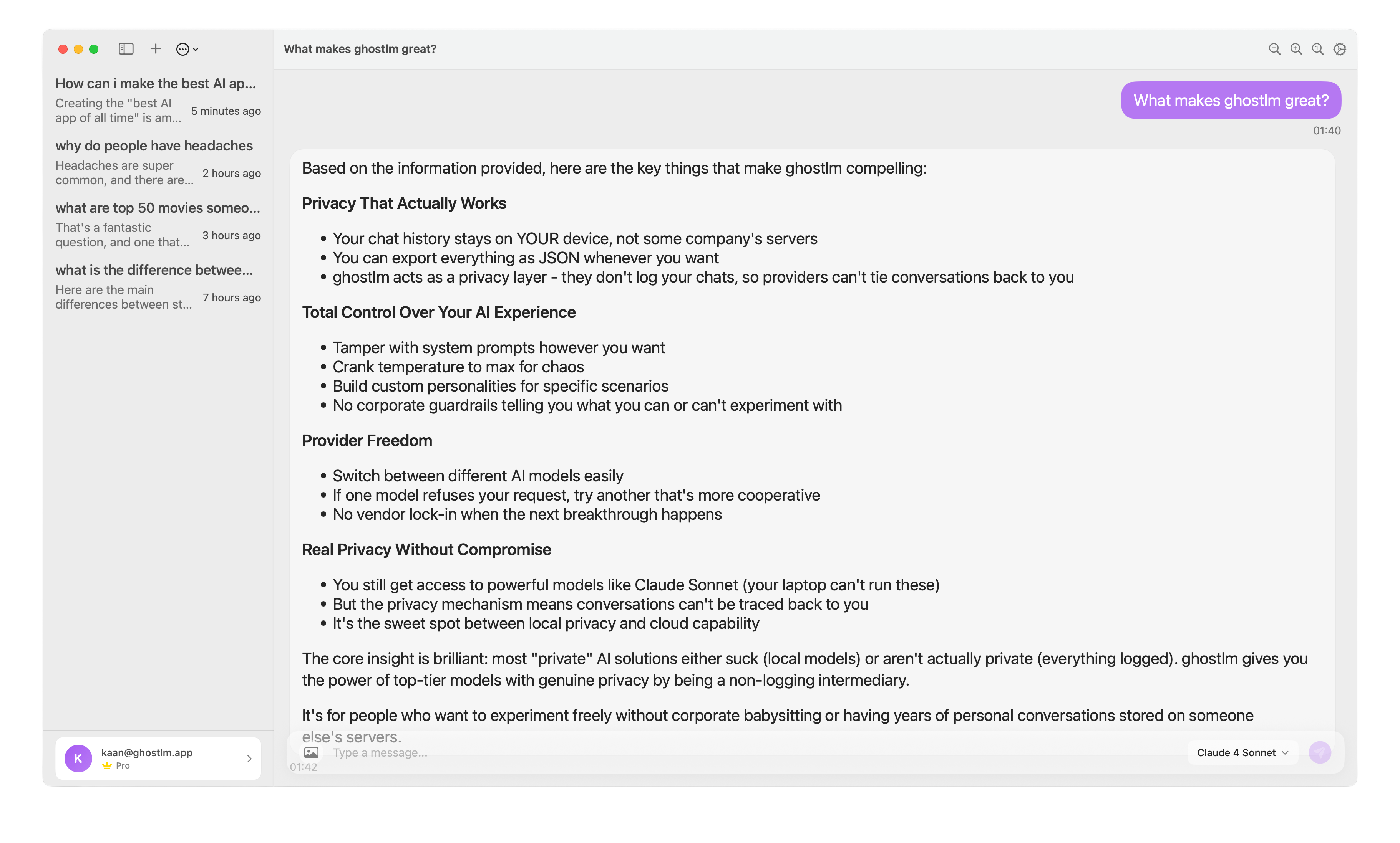 GhostLM App Interface